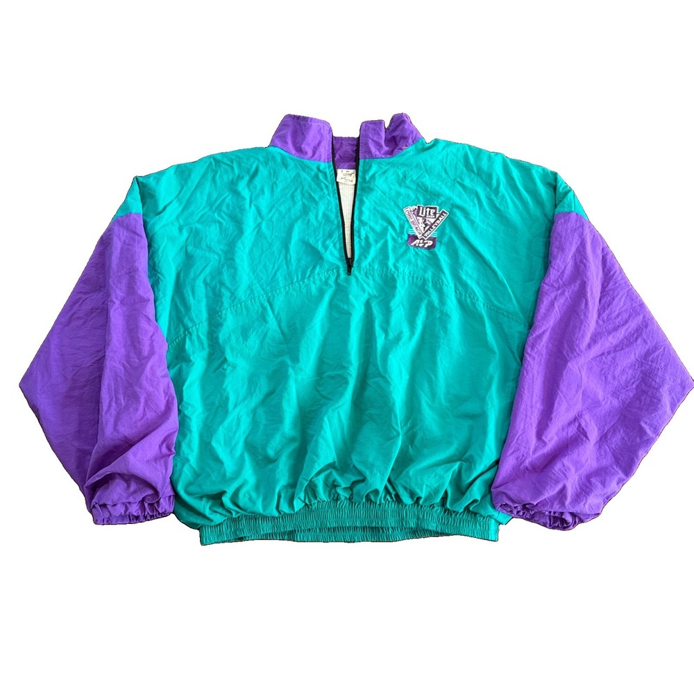 Vintage 90s AVP Pro Beach Volleyball Pullover Jacket Windbreaker Miller Lite XL